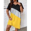 imageSOLY HUX Womens Plus Size Dress Color Block Short Sleeve T Shirt Dress Casual Summer DressesYellow Colorblock
