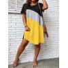 imageSOLY HUX Womens Plus Size Dress Color Block Short Sleeve T Shirt Dress Casual Summer DressesYellow Colorblock