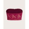 imageSOLY HUX Womens Plus Size Lace Strapless Bandeau Bralette BraRose Red Solid