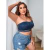 imageSOLY HUX Womens Plus Size Lace Strapless Bandeau Bralette BraSolid Navy Blue