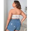 imageSOLY HUX Womens Plus Size Lace Strapless Bandeau Bralette BraSolid White