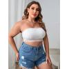 imageSOLY HUX Womens Plus Size Lace Strapless Bandeau Bralette BraSolid White