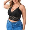 imageSOLY HUX Womens Plus Size Sexy Floral Lace Scalloped Trim Wireless Bra Adjustable Strap V Neck Everyday BraletteBlack