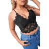 imageSOLY HUX Womens Plus Size Sexy Floral Lace Scalloped Trim Wireless Bra Adjustable Strap V Neck Everyday BraletteBlack