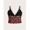 imageSOLY HUX Womens Plus Size Sexy Floral Lace Scalloped Trim Wireless Bra Adjustable Strap V Neck Everyday BraletteBurgundy and Black Lace