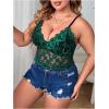 imageSOLY HUX Womens Plus Size Sexy Floral Lace Scalloped Trim Wireless Bra Adjustable Strap V Neck Everyday BraletteDark Green Plain