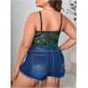 imageSOLY HUX Womens Plus Size Sexy Floral Lace Scalloped Trim Wireless Bra Adjustable Strap V Neck Everyday BraletteDark Green Plain