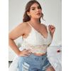 imageSOLY HUX Womens Plus Size Sexy Floral Lace Scalloped Trim Wireless Bra Adjustable Strap V Neck Everyday BralettePlain White