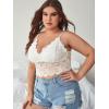 imageSOLY HUX Womens Plus Size Sexy Floral Lace Scalloped Trim Wireless Bra Adjustable Strap V Neck Everyday BralettePlain White