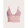 imageSOLY HUX Womens Plus Size Sexy Floral Lace Scalloped Trim Wireless Bra Adjustable Strap V Neck Everyday BralettePure Pink