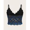 imageSOLY HUX Womens Plus Size Sexy Floral Lace Scalloped Trim Wireless Bra Adjustable Strap V Neck Everyday BraletteRoyal Blue Plain