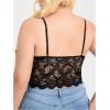 imageSOLY HUX Womens Plus Size Sexy Floral Lace Scalloped Trim Wireless Bra Adjustable Strap V Neck Everyday BraletteSolid Black Lace