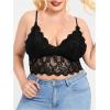 imageSOLY HUX Womens Plus Size Sexy Floral Lace Scalloped Trim Wireless Bra Adjustable Strap V Neck Everyday BraletteSolid Black Lace
