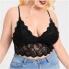 imageSOLY HUX Womens Plus Size Sexy Floral Lace Scalloped Trim Wireless Bra Adjustable Strap V Neck Everyday BraletteSolid Black Lace