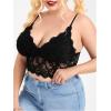 imageSOLY HUX Womens Plus Size Sexy Floral Lace Scalloped Trim Wireless Bra Adjustable Strap V Neck Everyday BraletteSolid Black Lace