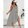 imageSOLY HUX Womens Plus Size Striped Cover Up High Low Hem Beach Bikini Swimsuit Cover Ups DressBlack and White