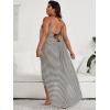 imageSOLY HUX Womens Plus Size Striped Cover Up High Low Hem Beach Bikini Swimsuit Cover Ups DressBlack and White