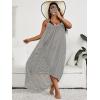 imageSOLY HUX Womens Plus Size Striped Cover Up High Low Hem Beach Bikini Swimsuit Cover Ups DressBlack and White