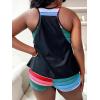 imageSOLY HUX Womens Plus Size Tankini Set Striped Tropical Print Tops and Shorts Bikini Bathing Suits 2 Piece SwimsuitGreen Striped