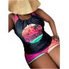 imageSOLY HUX Womens Plus Size Tankini Set Striped Tropical Print Tops and Shorts Bikini Bathing Suits 2 Piece SwimsuitHotpink Striped