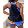 imageSOLY HUX Womens Plus Size Tankini Set Striped Tropical Print Tops and Shorts Bikini Bathing Suits 2 Piece SwimsuitRoyal Blue Striped