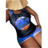 imageSOLY HUX Womens Plus Size Tankini Set Striped Tropical Print Tops and Shorts Bikini Bathing Suits 2 Piece SwimsuitRoyal Blue Striped