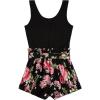 imageSOLY HUX Womens Summer Sleeveless Belted Tank Romper Short JumpsuitBlack Floral Printed