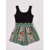 imageSOLY HUX Womens Summer Sleeveless Belted Tank Romper Short JumpsuitBlack Printed