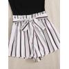 imageSOLY HUX Womens Summer Sleeveless Belted Tank Romper Short JumpsuitBlack White