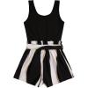 imageSOLY HUX Womens Summer Sleeveless Belted Tank Romper Short JumpsuitBlack and White Stripe