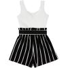 imageSOLY HUX Womens Summer Sleeveless Belted Tank Romper Short JumpsuitBlack and White Striped