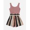 imageSOLY HUX Womens Summer Sleeveless Belted Tank Romper Short JumpsuitDusty Pink Striped