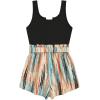 imageSOLY HUX Womens Summer Sleeveless Belted Tank Romper Short JumpsuitMulticoloured Printed Plus
