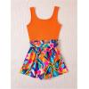 imageSOLY HUX Womens Summer Sleeveless Belted Tank Romper Short JumpsuitOrange Printed