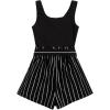 imageSOLY HUX Womens Summer Sleeveless Belted Tank Romper Short JumpsuitStriped Black White
