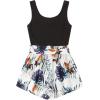 imageSOLY HUX Womens Summer Sleeveless Belted Tank Romper Short JumpsuitTropical Print Multi