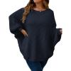 imageSOLY HUX Womens Plus Size Crewneck Long Sleeve Casual Oversized Sweater Pullover TopsPure Royal Blue