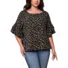 imageSOLY HUX Womens Plus Size Ditsy Floral Print Blouse Ruffle Half Sleeve Summer TopsBlack Floral Print