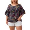 imageSOLY HUX Womens Plus Size Ditsy Floral Print Blouse Ruffle Half Sleeve Summer TopsMulticoloured Floral Print
