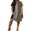 imageSOLY HUX Womens Plus Size Dress Color Block Short Sleeve T Shirt Dress Casual Summer DressesBlack and Army Green