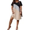 imageSOLY HUX Womens Plus Size Dress Color Block Short Sleeve T Shirt Dress Casual Summer DressesBlack and Beige