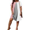 imageSOLY HUX Womens Plus Size Dress Color Block Short Sleeve T Shirt Dress Casual Summer DressesPink and White