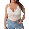 imageSOLY HUX Womens Plus Size Sexy Floral Lace Scalloped Trim Wireless Bra Adjustable Strap V Neck Everyday BralettePlain White