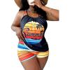 imageSOLY HUX Womens Plus Size Tankini Set Striped Tropical Print Tops and Shorts Bikini Bathing Suits 2 Piece SwimsuitMulticoloured Striped