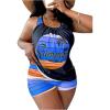 imageSOLY HUX Womens Plus Size Tankini Set Striped Tropical Print Tops and Shorts Bikini Bathing Suits 2 Piece SwimsuitRoyal Blue Striped