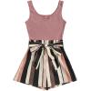 imageSOLY HUX Womens Summer Sleeveless Belted Tank Romper Short JumpsuitDusty Pink Striped