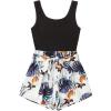 imageSOLY HUX Womens Summer Sleeveless Belted Tank Romper Short JumpsuitTropical Print Multi