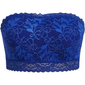imageSOLY HUX Womens Plus Size Lace Strapless Bandeau Bralette BraSolid Royal Blue