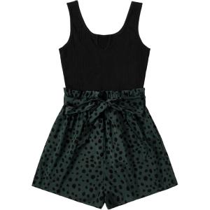 imageSOLY HUX Womens Summer Sleeveless Belted Tank Romper Short JumpsuitMulticoloured Allover Print