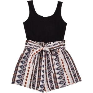 imageSOLY HUX Womens Summer Sleeveless Belted Tank Romper Short JumpsuitMulticoloured Printed